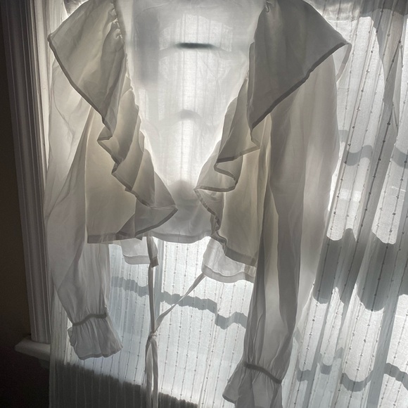 Fashion Nova White Ruffle Blouse - Picture 4 of 5